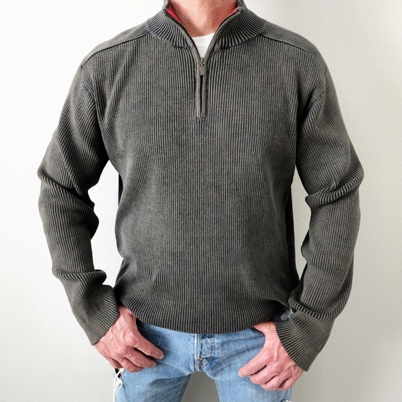 Levi's 100% Cotton Ribbed 1/4 Zip Pullover Sweater, Size Large - Picture 1 of 11